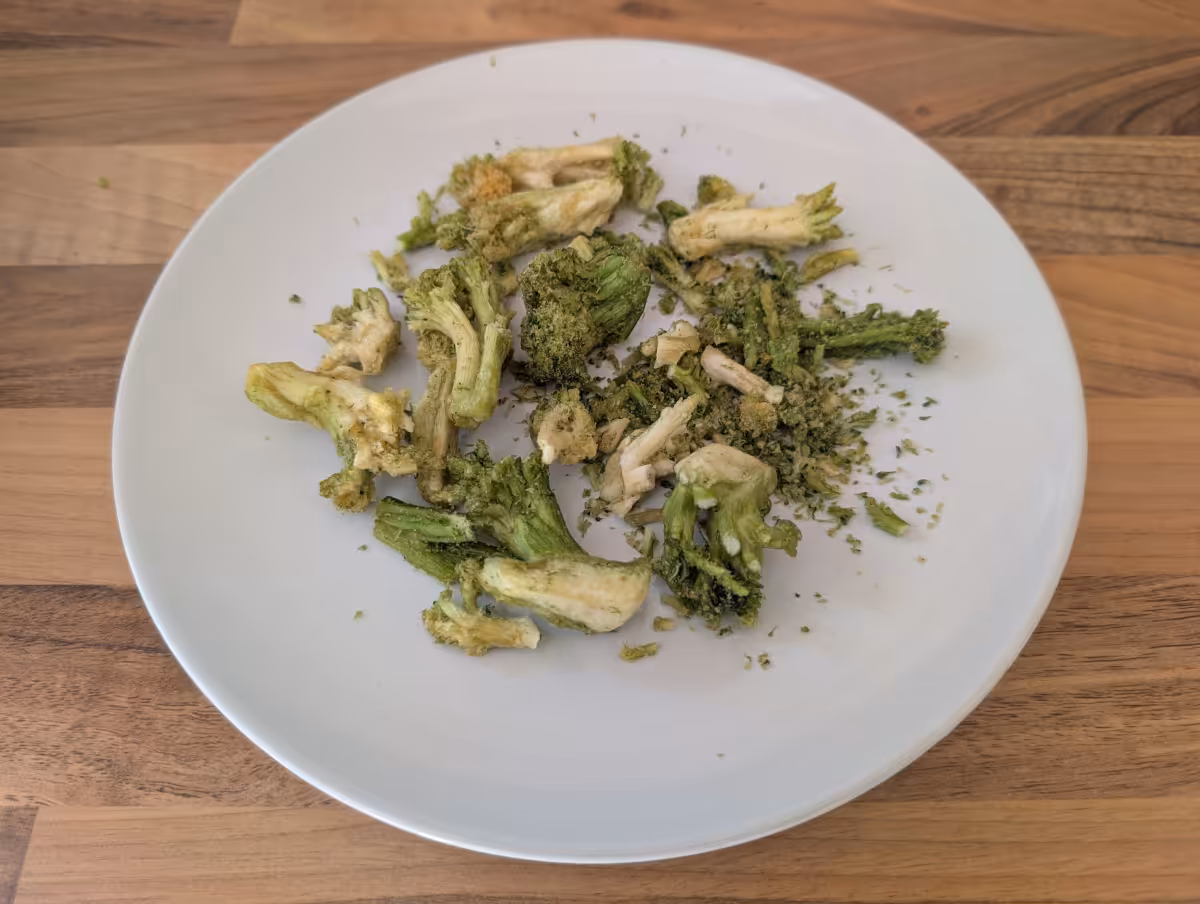 DJ&A's crispy broccoli florets on a plate